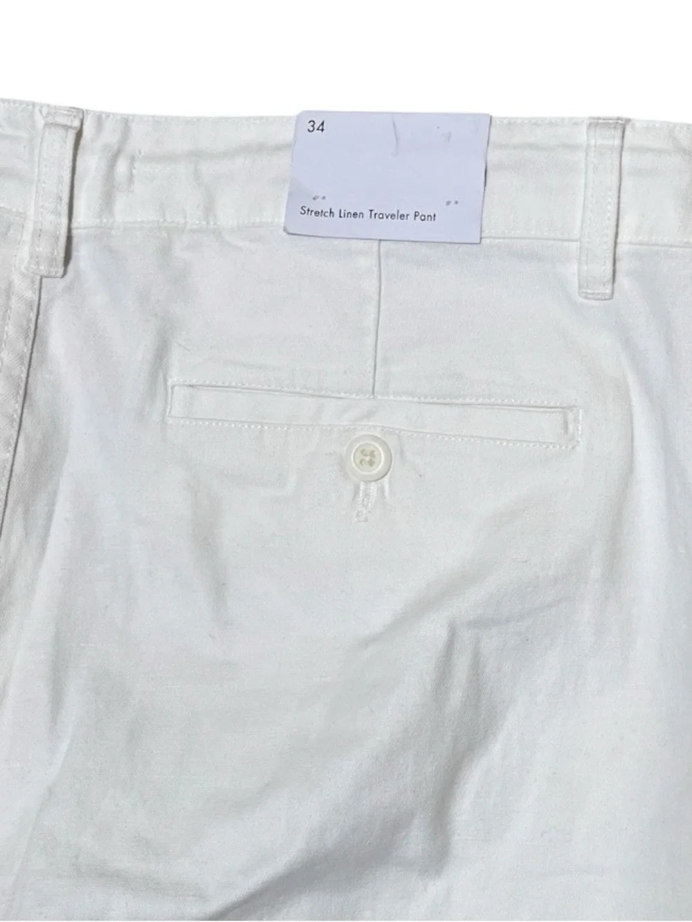 Onia Men’s Stretch Linen Blend Traveler Pant Trousers White Size 34 NWT